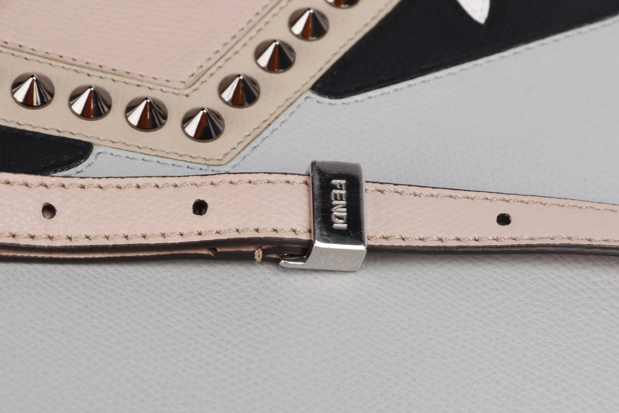 Fendi 2 Jours Monster Eyes (8BH253.A3AX.189-8762) Grey Calf Leather, Silver Hardware, with Pink Strap, Card & Dust Cover