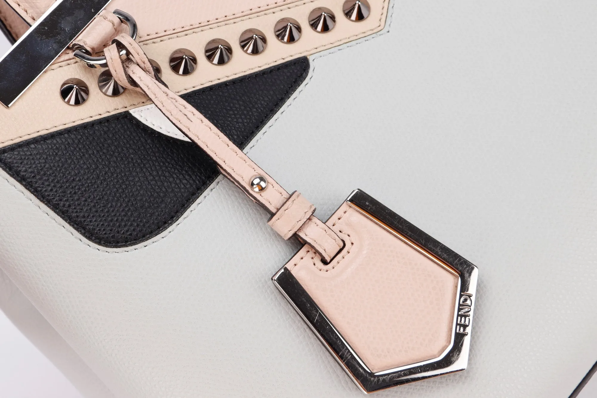 Fendi 2 Jours Monster Eyes (8BH253.A3AX.189-8762) Grey Calf Leather, Silver Hardware, with Pink Strap, Card & Dust Cover