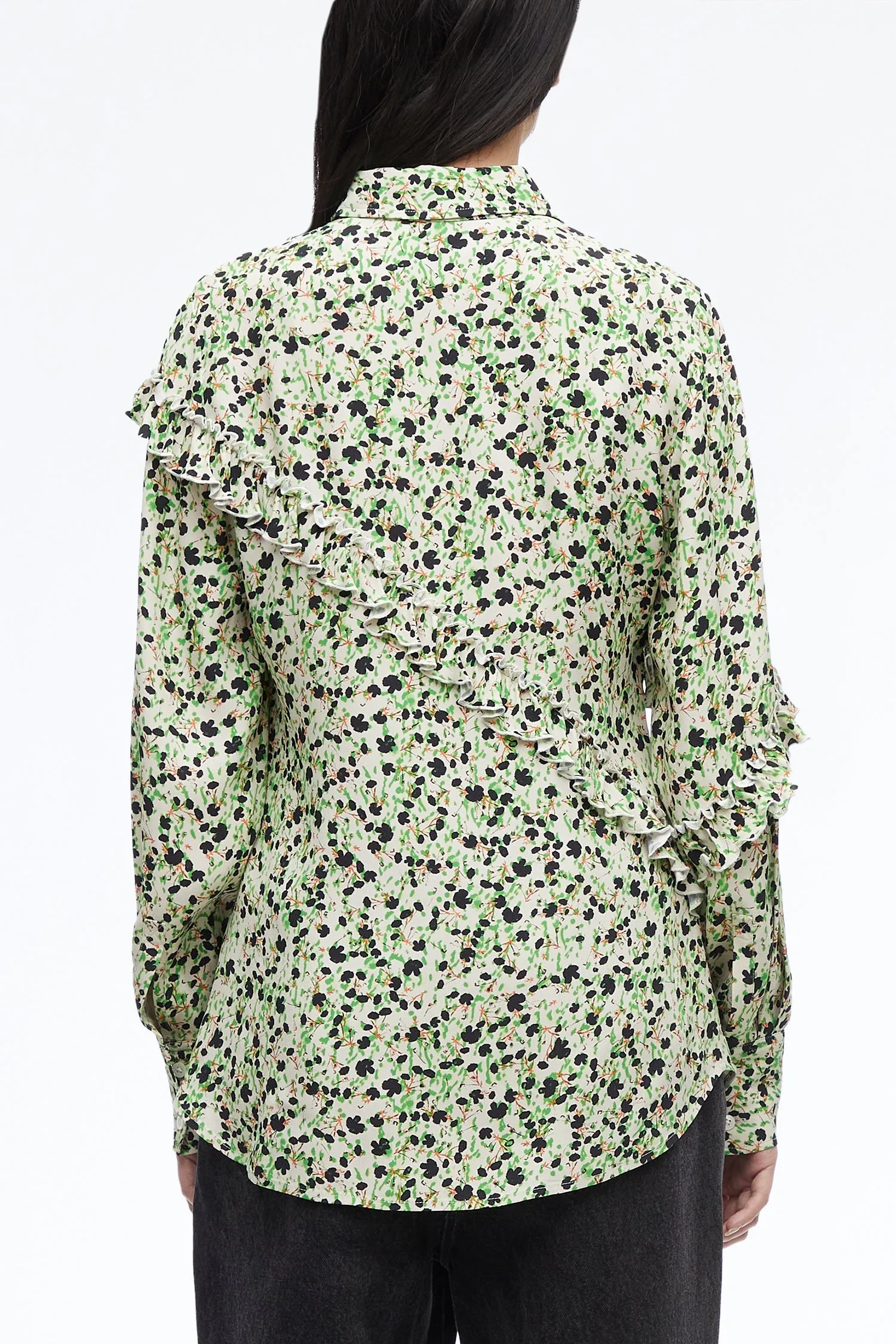 Floral Collage Ruffle Shirt