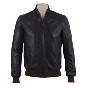 Gage Black bomber leather jacket