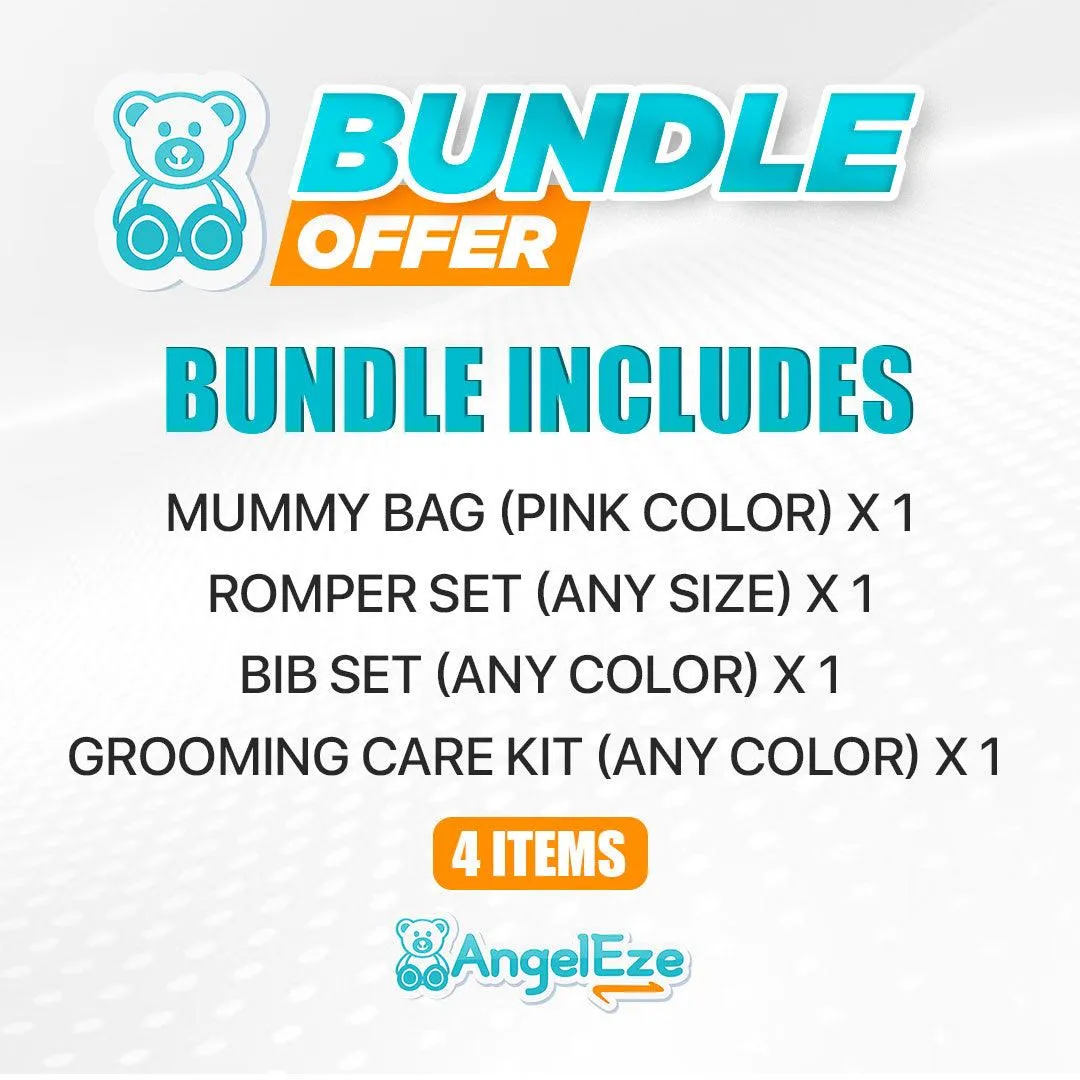 Gift Pack 10 -Baby Diaper Bag   BPA Free Bibs (Set of 2)   Baby Care Kit (8 Pieces)   Rompers Set (5 Piece)