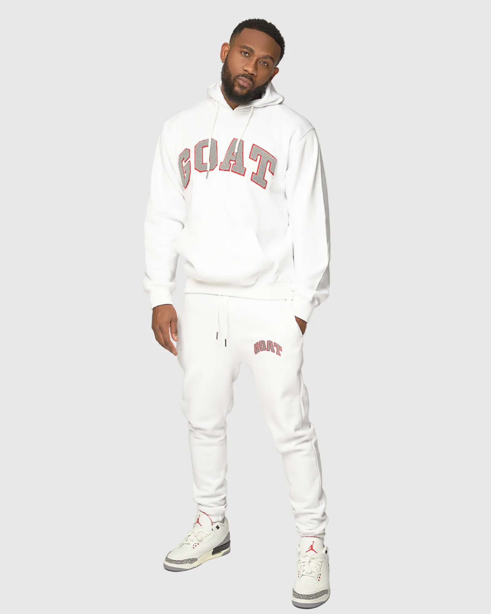 GOAT Arch Logo Chenille Sweatsuit (Cement White)