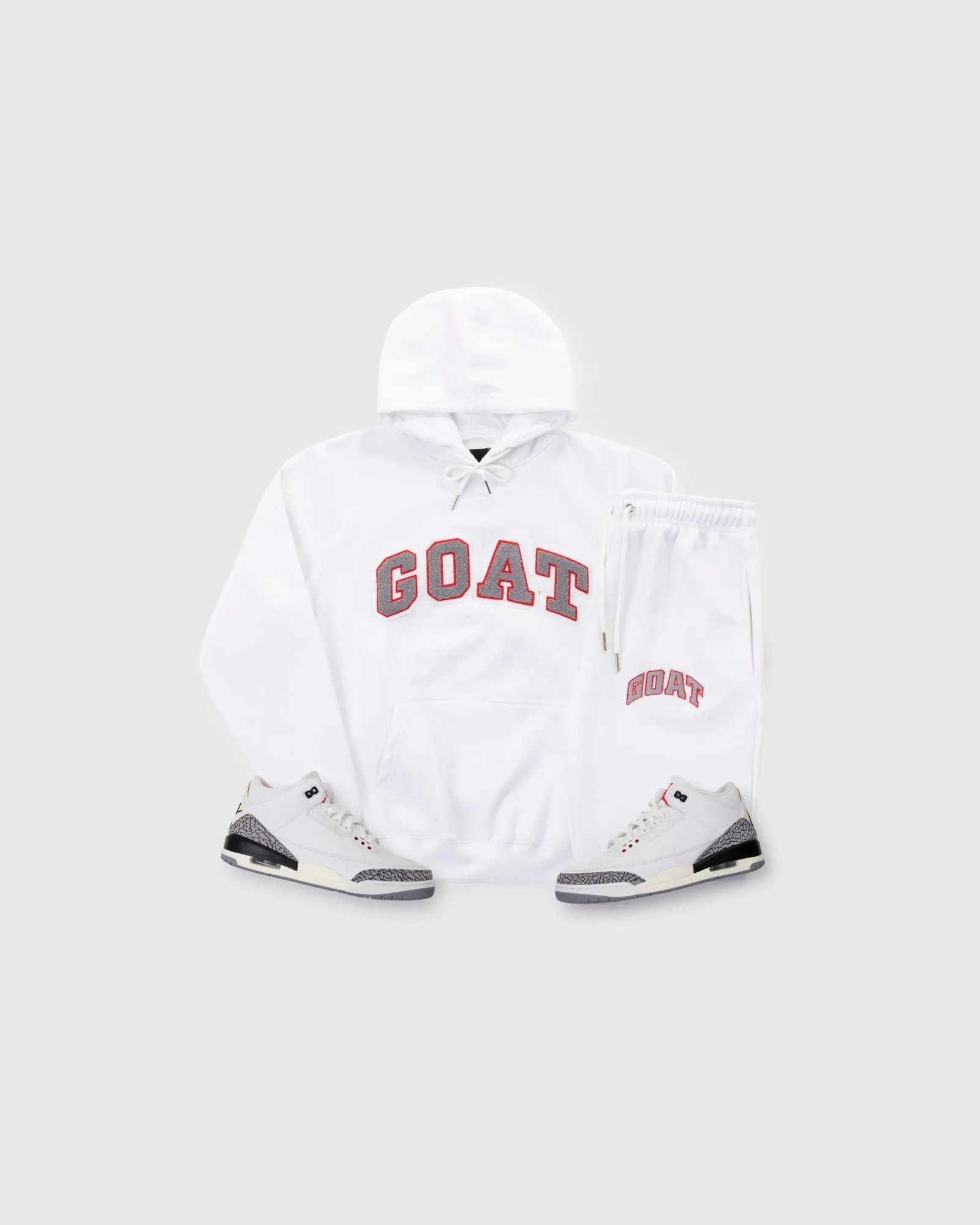 GOAT Arch Logo Chenille Sweatsuit (Cement White)