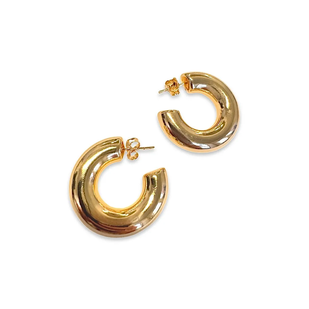 Gold Filled Hollow Puff Open Hoops