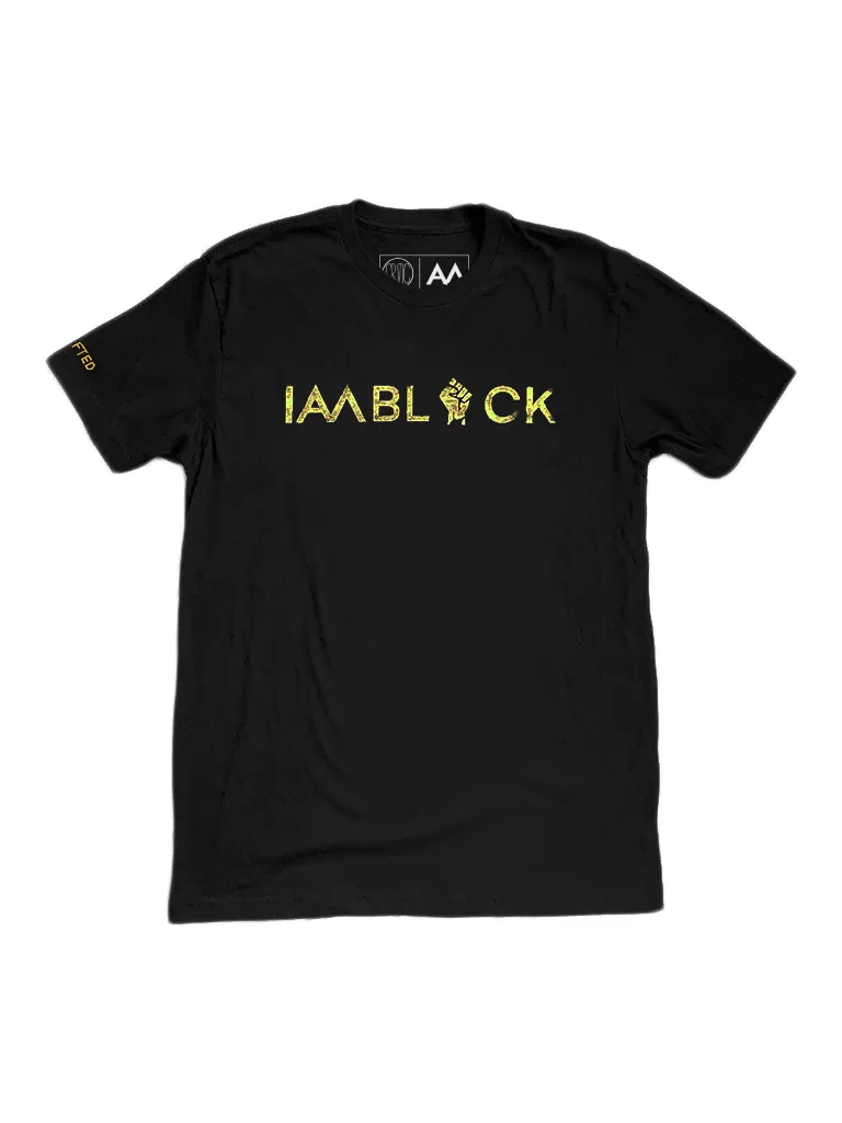 Gold I AM Black Tee in Black