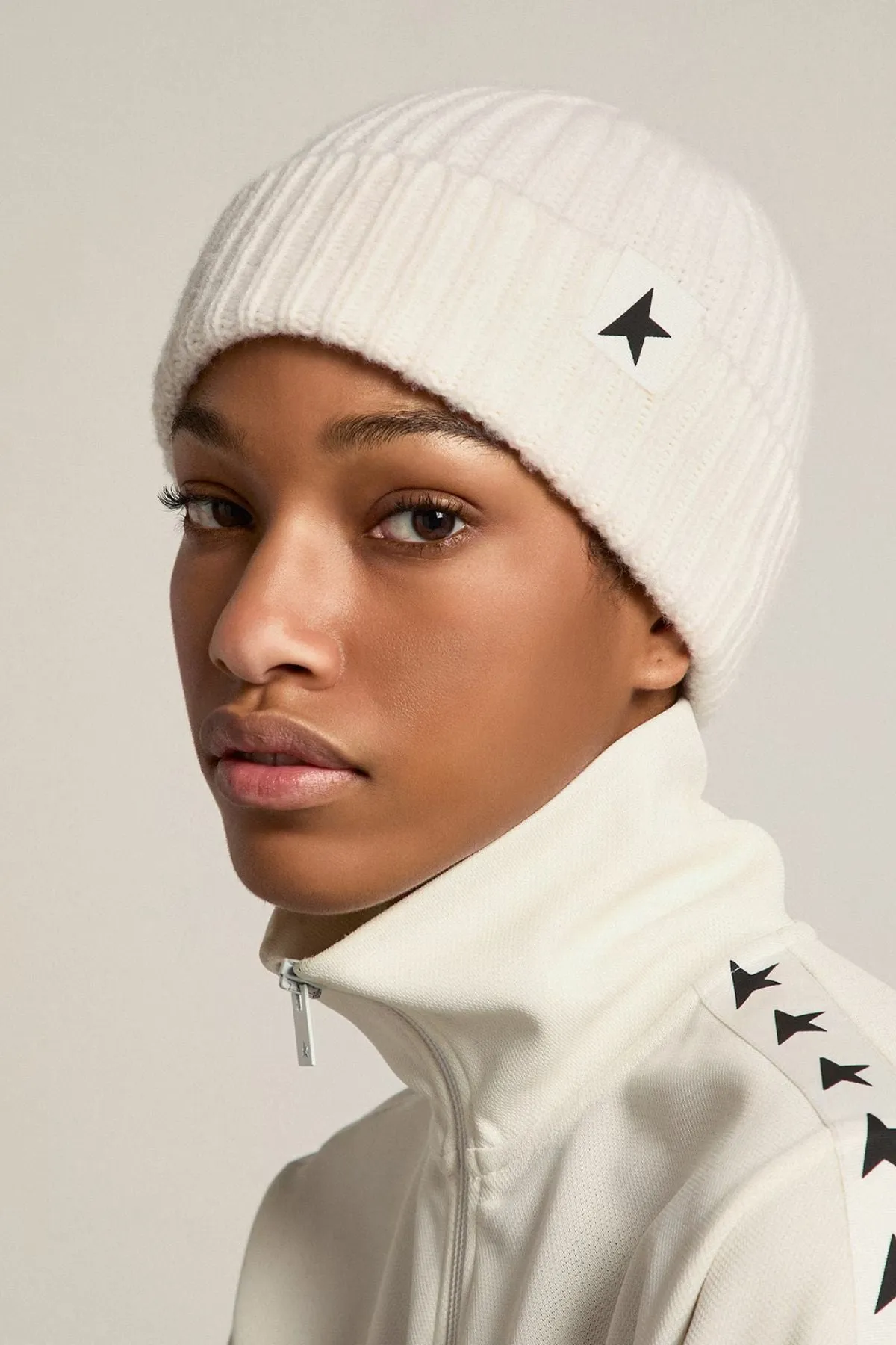 Golden Goose Damian Star Beanie - Off White