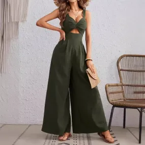 Graceful Fashionable Women Sling Wide Leg Jumpsuit