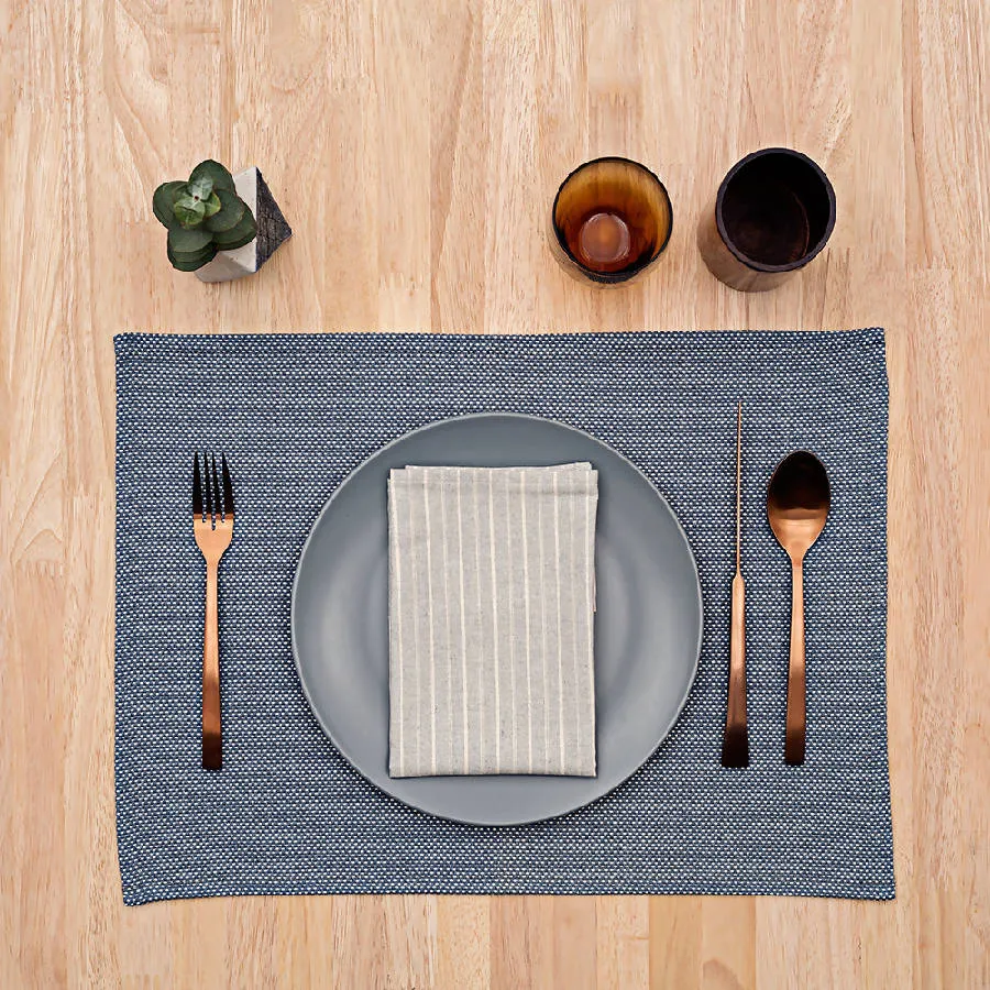 Grey Striped Cotton Napkins - Set of 4