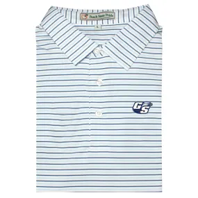 GSU Navy & Sky Blue Birch Stripe Performance Polo - Self Collar