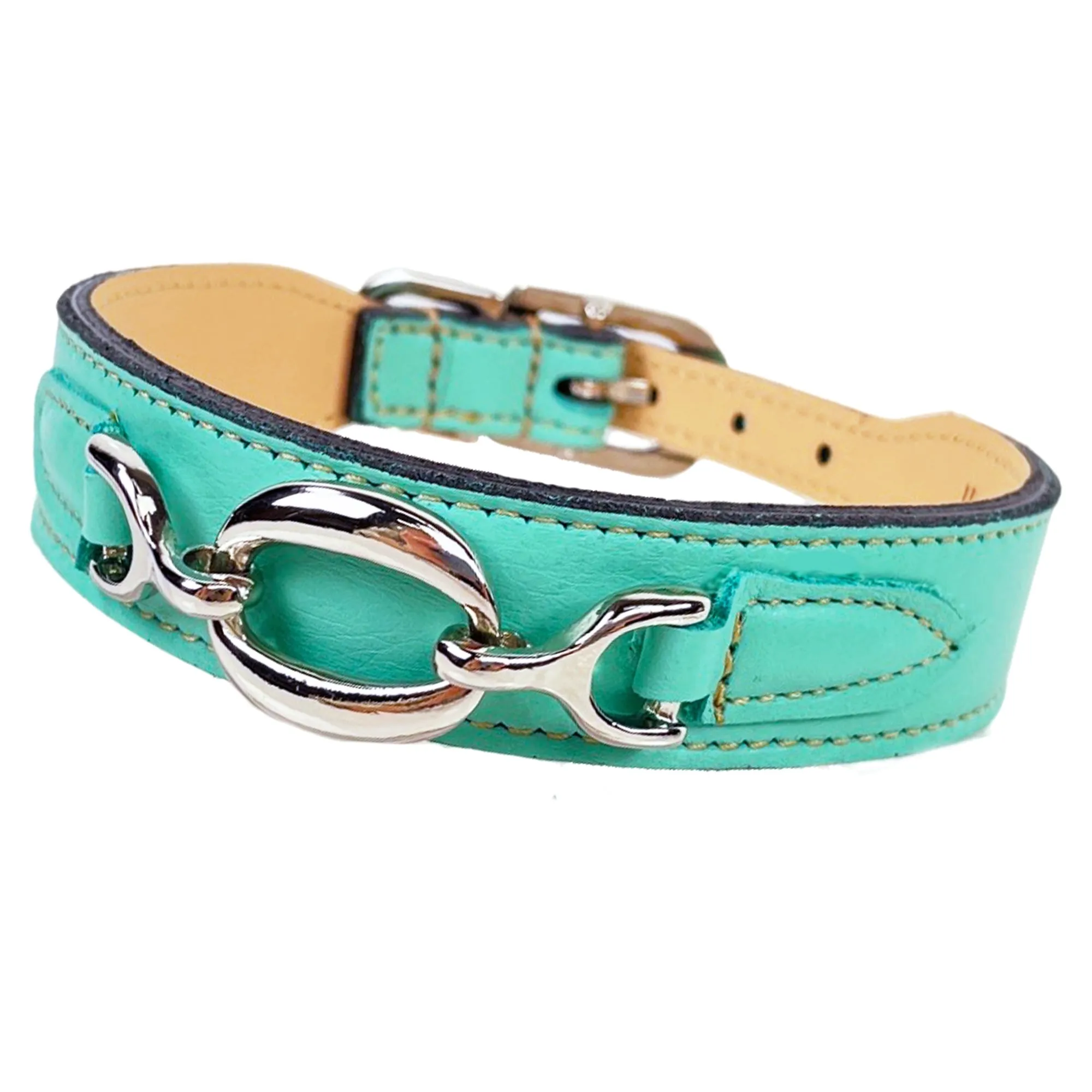 Hartman Dog Collar in Turquoise & Nickel