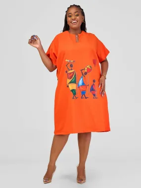 Hats And More Shift Dress - Orange