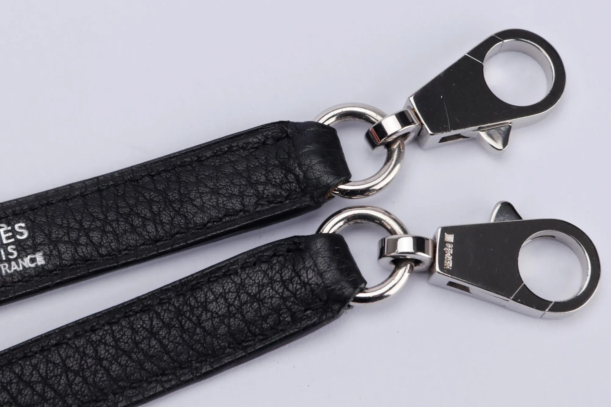 Hermes Black Clemence Leather Strap, Silver Hardware, no Dust Cover