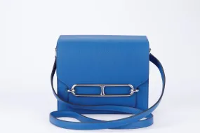 Hermes Mini Roulis, Stamp Z, Blue France Color, Evercolor Leather, Silver Hardware, with Dust Cover & Box