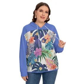 Hibiscus Hawaii Women's Long Sleeve Sweatshirt With Hood(Plus Size)