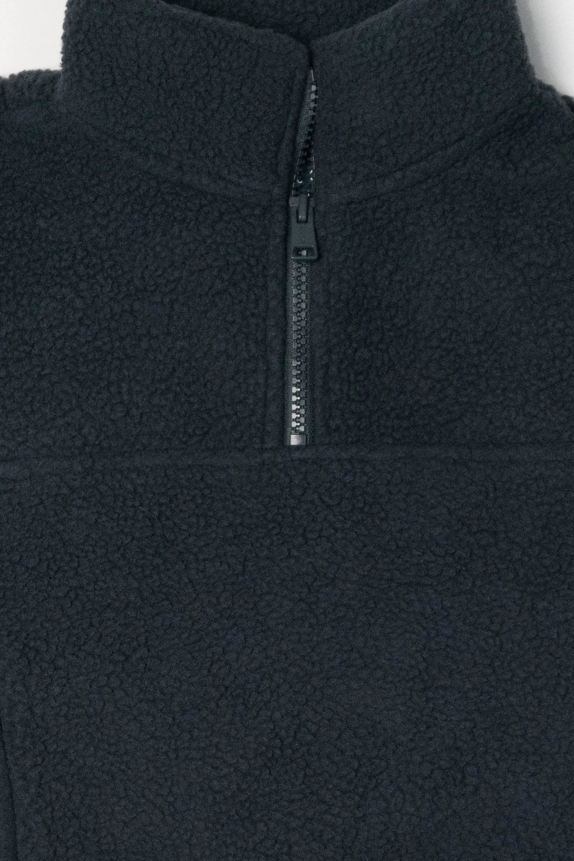 Jnr Sherpa Fleece Quarter Zip Washed Black