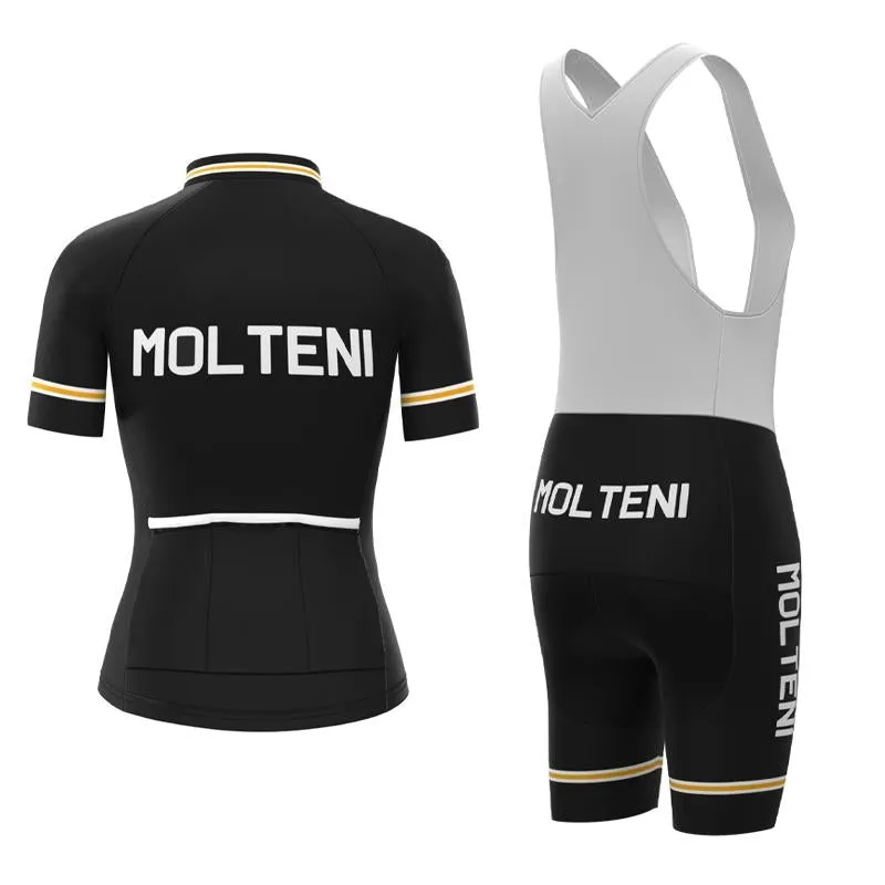 Ladies Molteni Black Retro Top & Bib Set