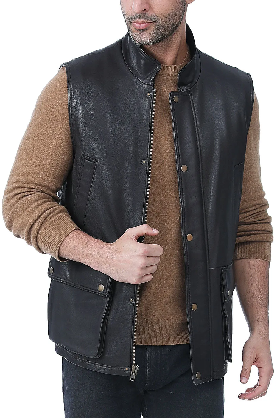 Landing Leathers Men Goatskin Leather Munitions Vest