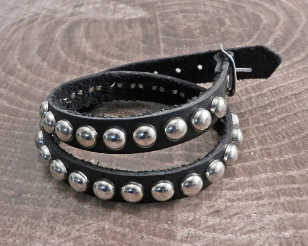 Leather Cuff Bracelet Stud 2 Wrap Buckle Strap