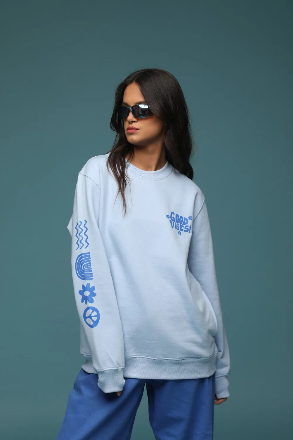 Light Blue Good Vibes Sweatshirt