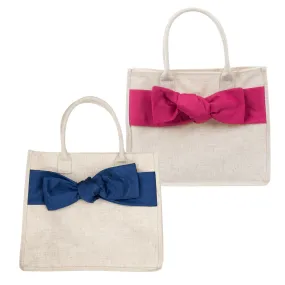 Linen Bow Handbag Tote