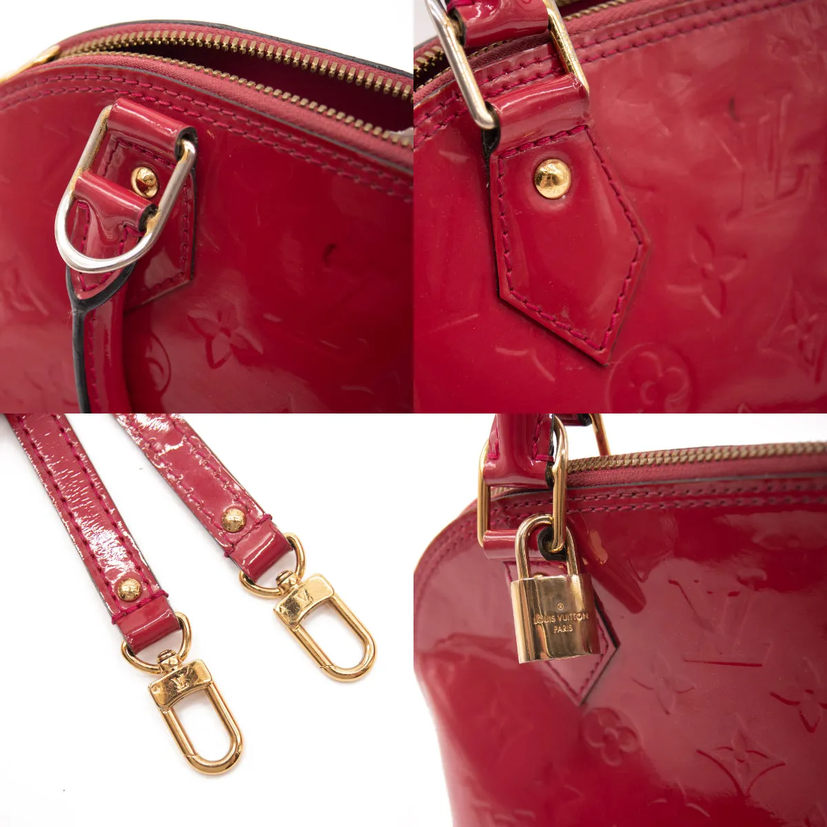 Louis Vuitton Alma Vernis Bb Rose Indien Red Patent Leather Shoulder Bag