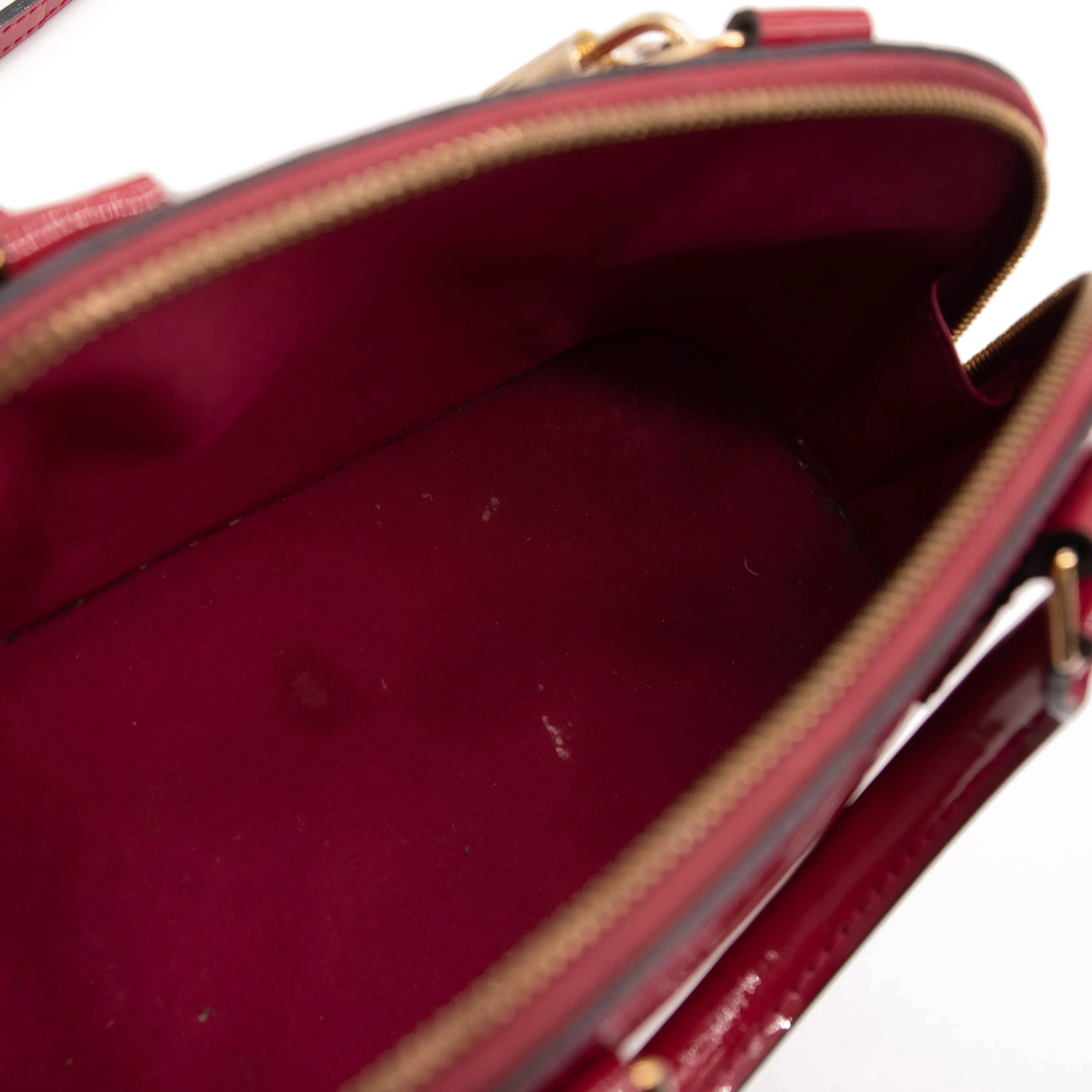 Louis Vuitton Alma Vernis Bb Rose Indien Red Patent Leather Shoulder Bag