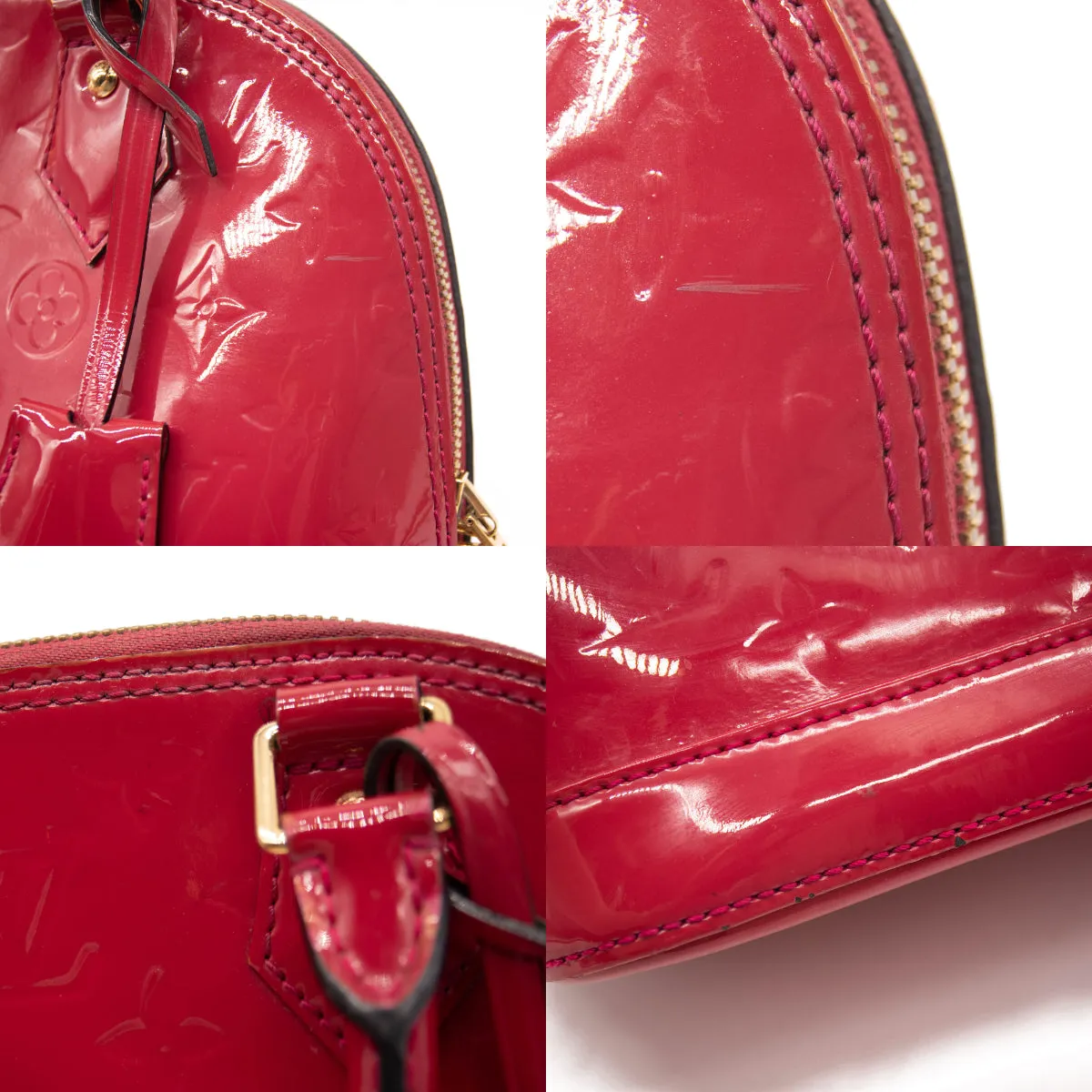 Louis Vuitton Alma Vernis Bb Rose Indien Red Patent Leather Shoulder Bag