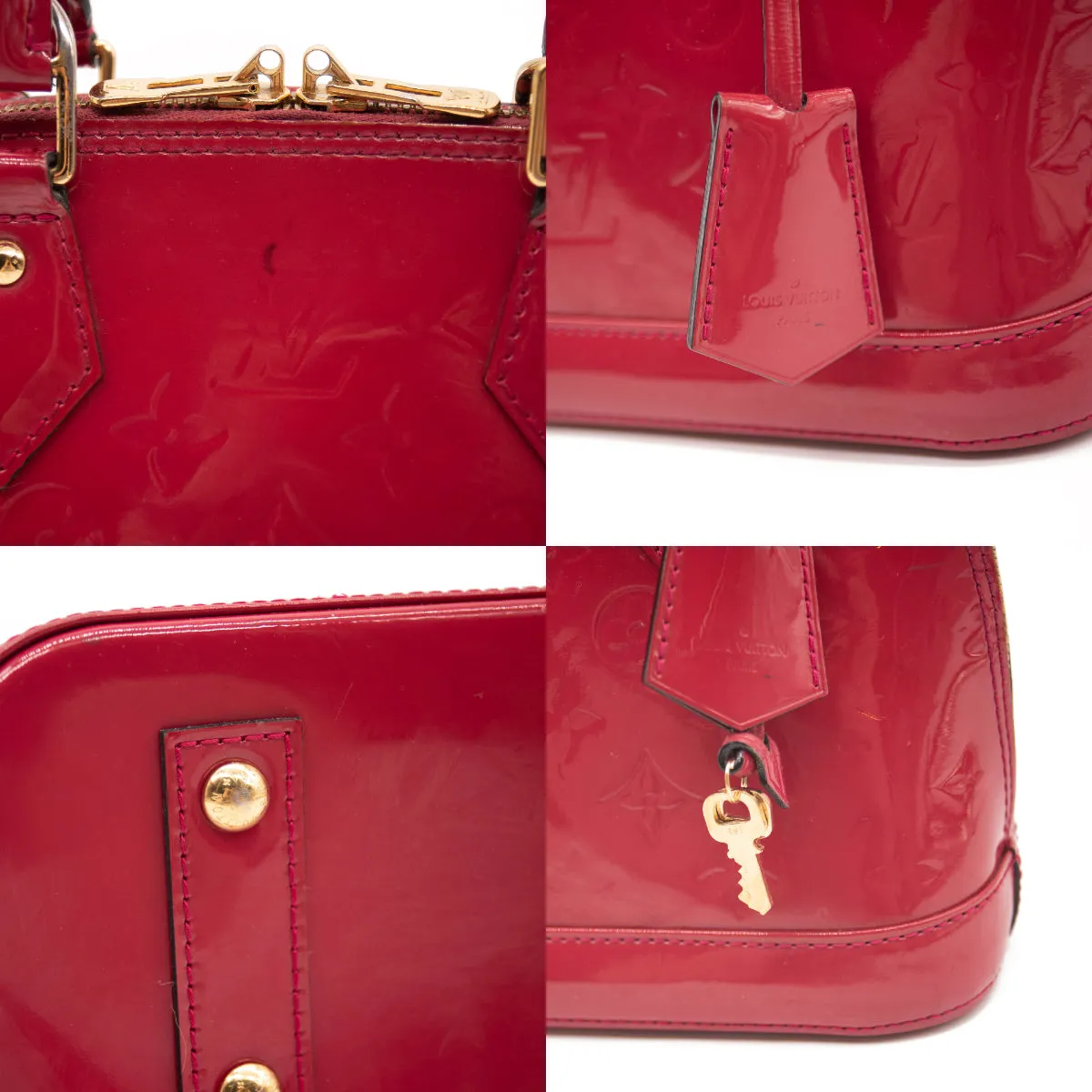 Louis Vuitton Alma Vernis Bb Rose Indien Red Patent Leather Shoulder Bag