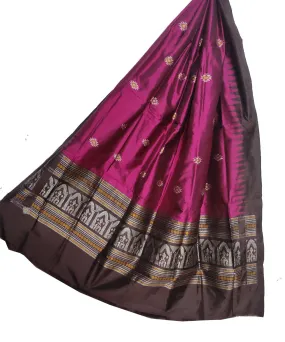 Magenta brown handloom silk sambalpuri dupatta