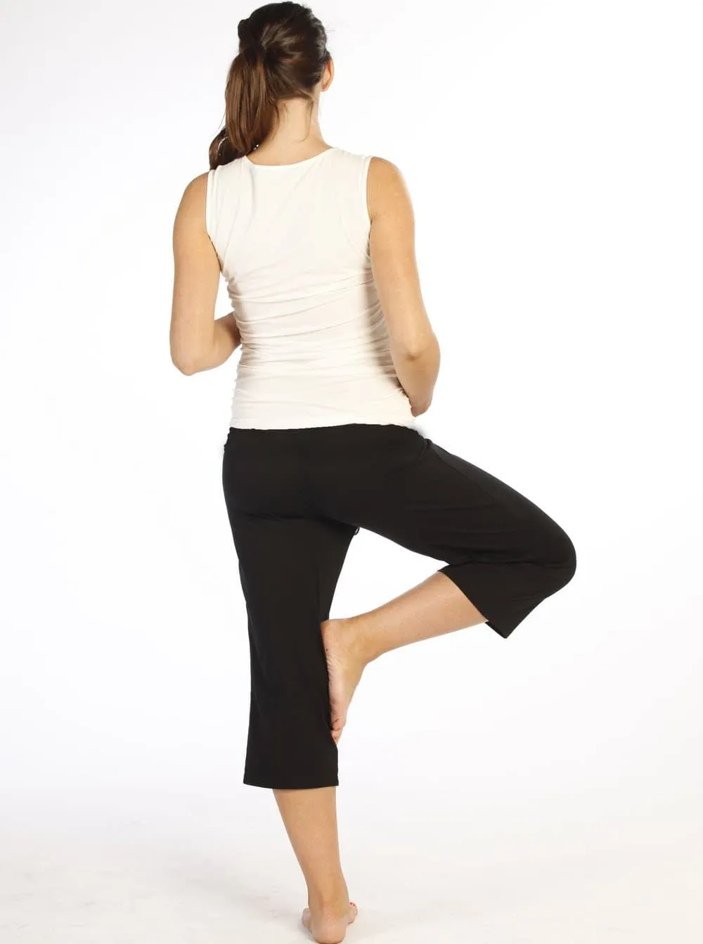 Maternity Cropped Yoga Pant in Plain Black