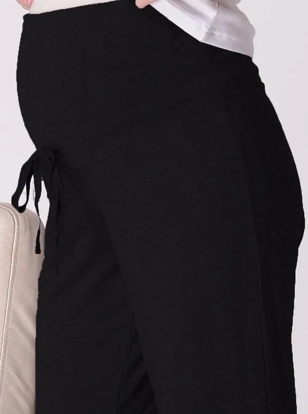 Maternity Cropped Yoga Pant in Plain Black