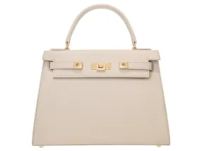 Maya Large Caribou Soft Grainy Print Calf Leather Handbag - Beige