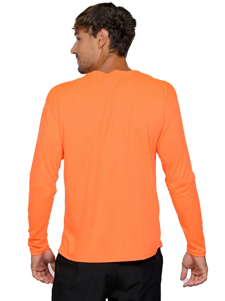 Men's UPF 50  UV Sun Protection Outdoor Long Sleeve Performance T-Shirt in birdseye fabric