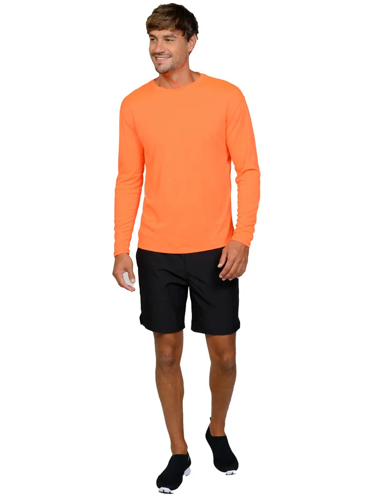 Men's UPF 50  UV Sun Protection Outdoor Long Sleeve Performance T-Shirt in birdseye fabric