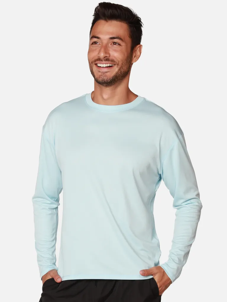 Men's UPF 50  UV Sun Protection Outdoor Long Sleeve Performance T-Shirt in birdseye fabric