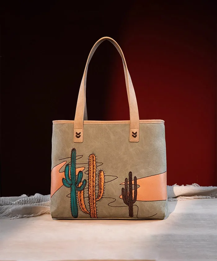 Montana West Cactus Embroidered Tote Bag Set