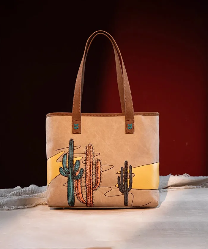 Montana West Cactus Embroidered Tote Bag Set