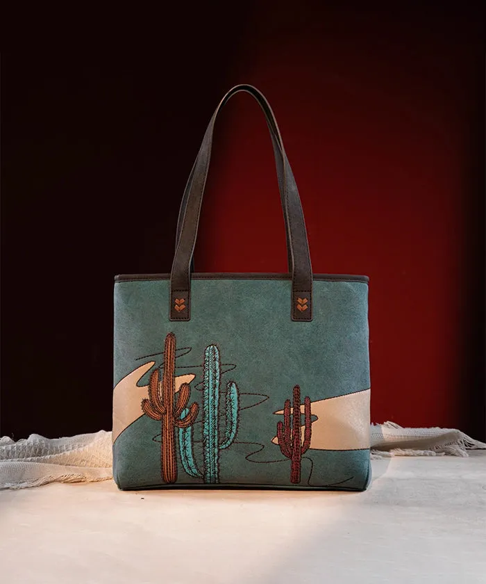 Montana West Cactus Embroidered Tote Bag Set