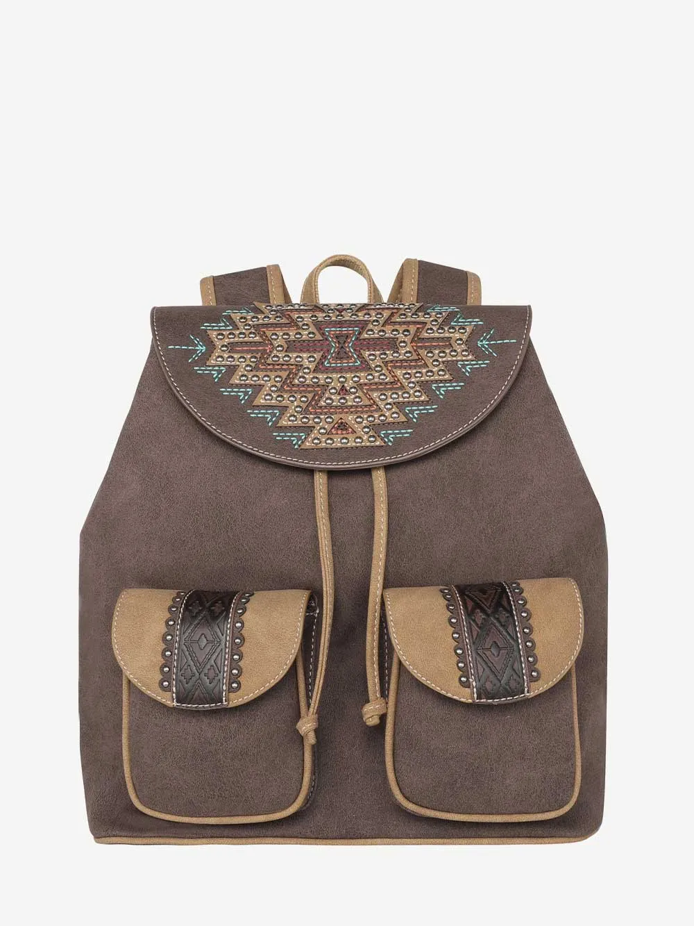 Montana West Cut-out Aztec Studs Drawstring Backpack