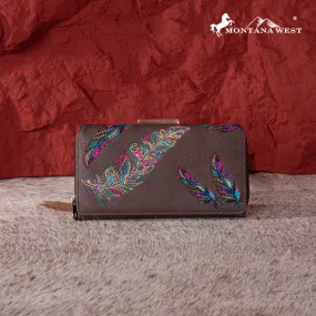 Montana West Feather Embroidered Wallet