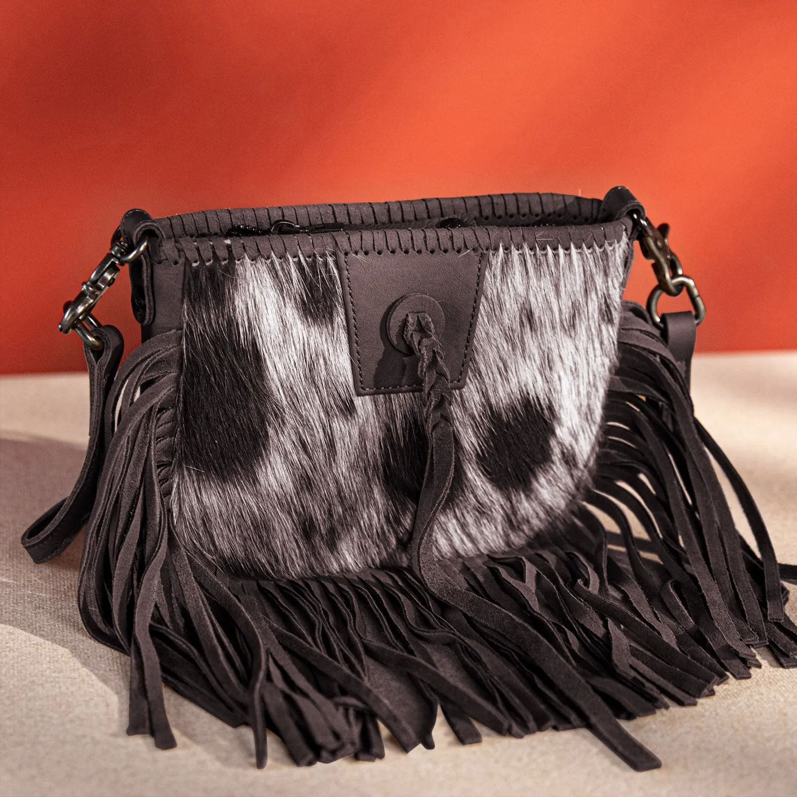 Montana West Genuine Leather Hair-On Fringe Crossbody