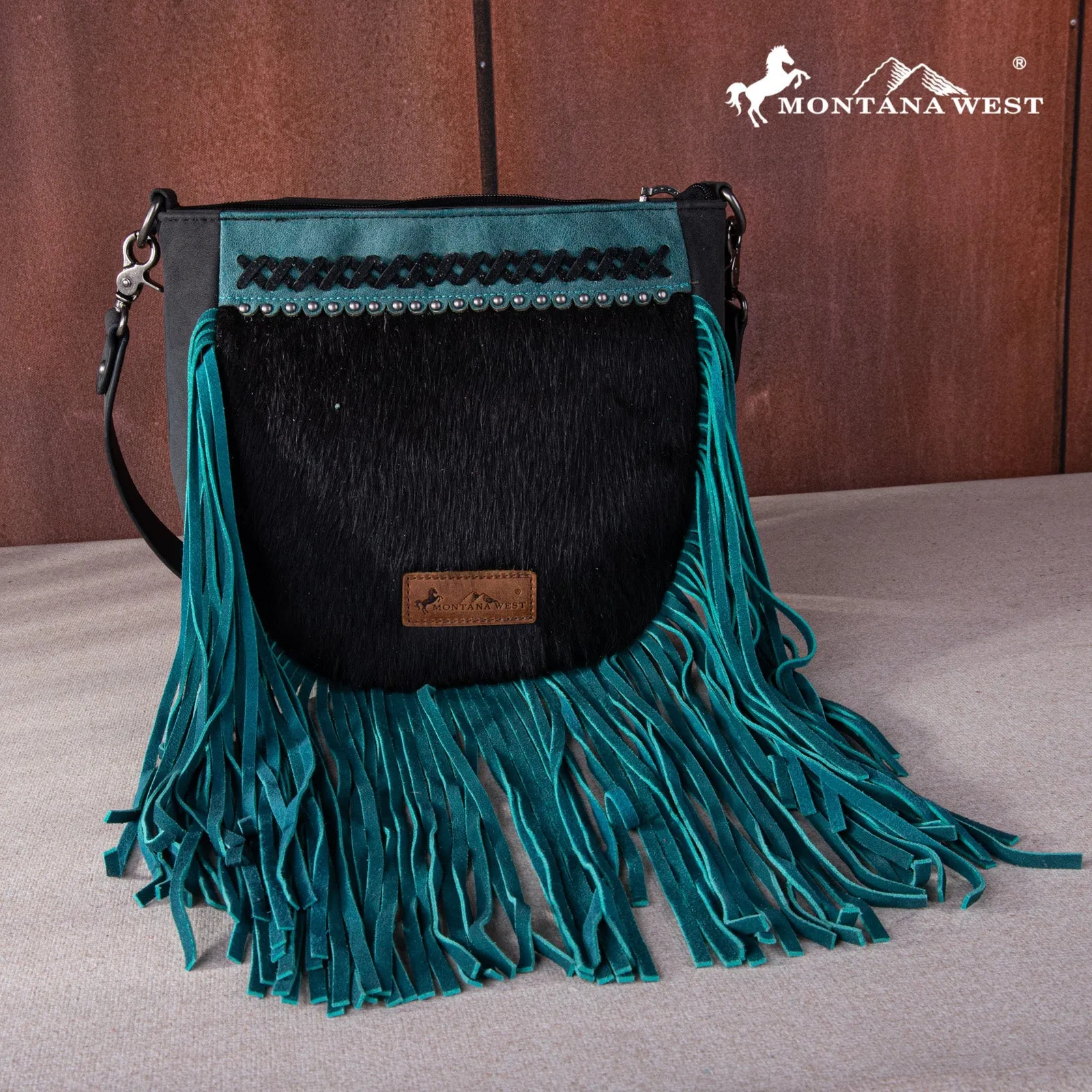 Montana West Hair-on Fringe Collection Crossbody Bag