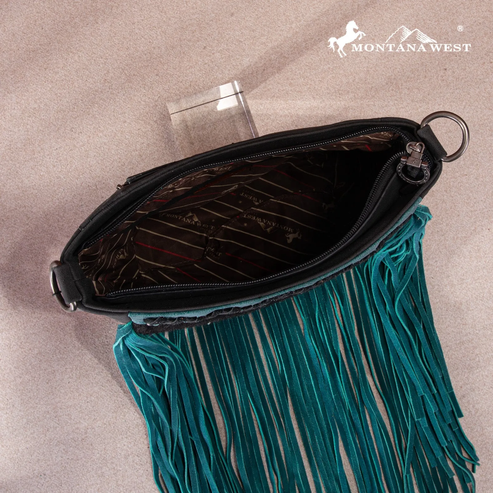 Montana West Hair-on Fringe Collection Crossbody Bag