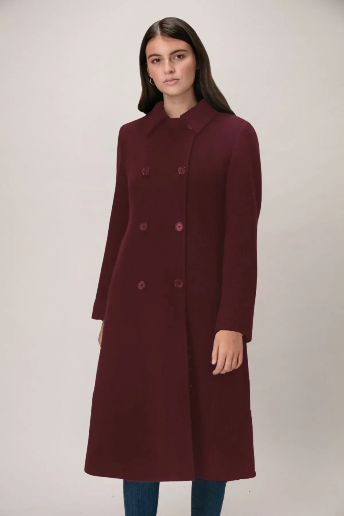 NADINE Wool & Cashmere Long Double Breasted Coat 2140C/W