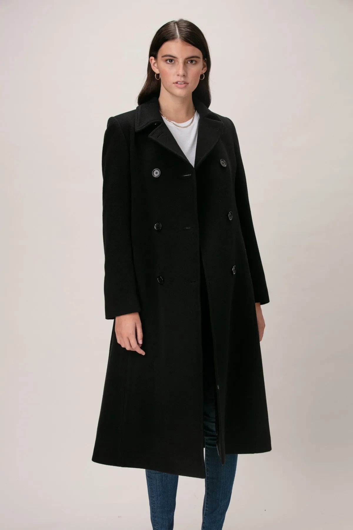 NADINE Wool & Cashmere Long Double Breasted Coat 2140C/W