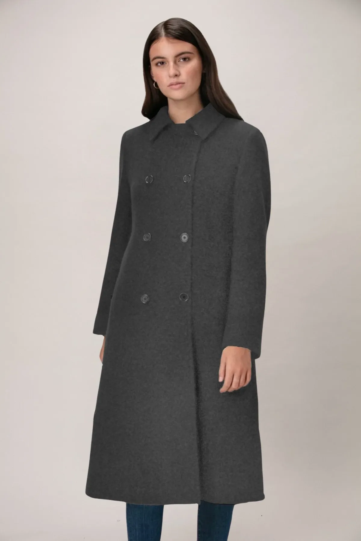 NADINE Wool & Cashmere Long Double Breasted Coat 2140C/W