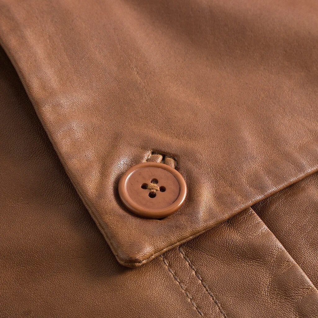 Nini leather jacket with beautiful details / 51156 - Vintage cognac