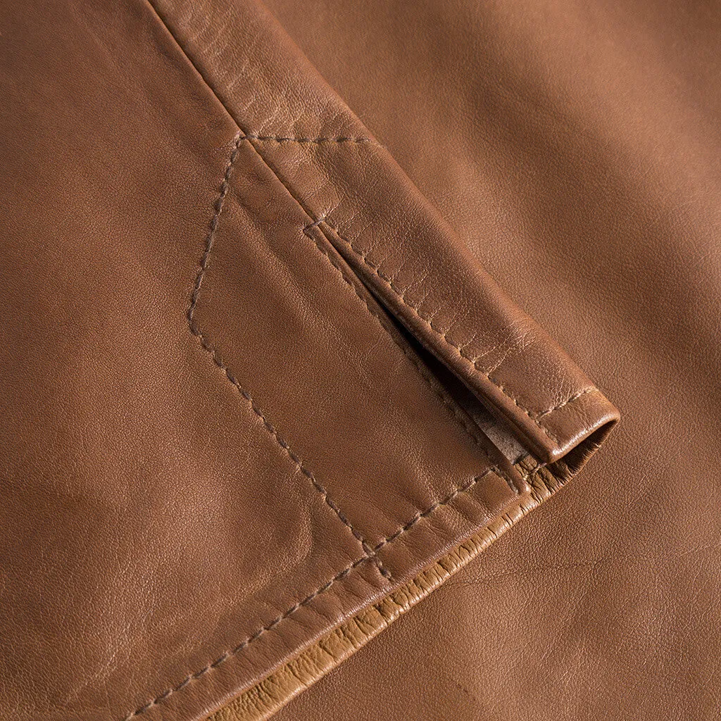 Nini leather jacket with beautiful details / 51156 - Vintage cognac