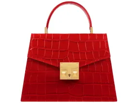 Odette Mini Orinoco 'Croc' Print Calf Leather Handbag - Red