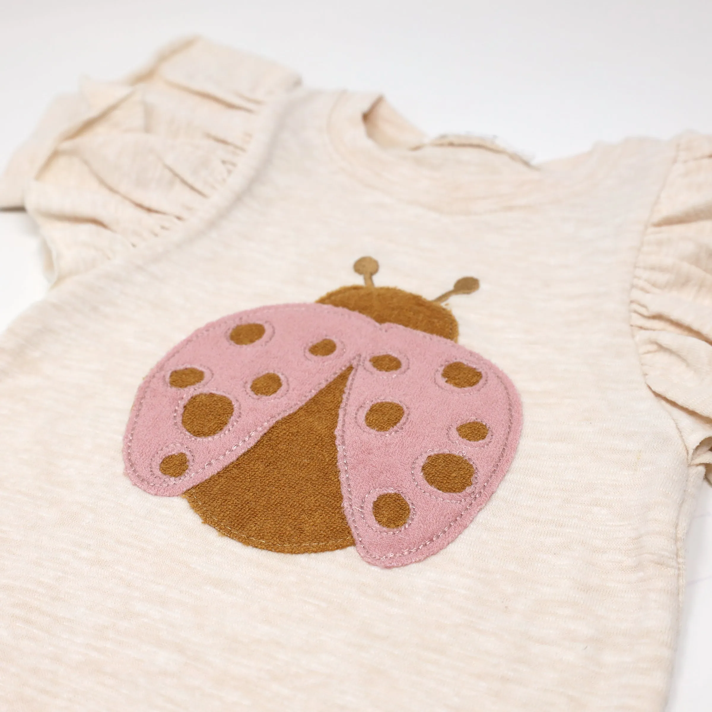 oh baby! Butterfly Slub Tee and Terry Tushie Set - Ladybug - Blush